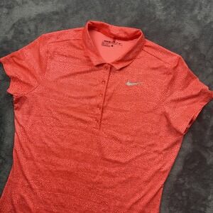 Nike Golf Dri-FIT Polo Shirt Womens Large Pink Short Sleeve Stretch 846899-852